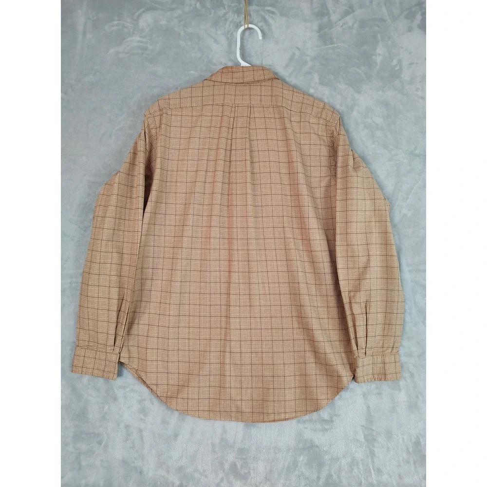 Polo‎ Ralph Lauren Classic Fit Glen Plaid Button Down Shirt Mens Large Tan Brown
